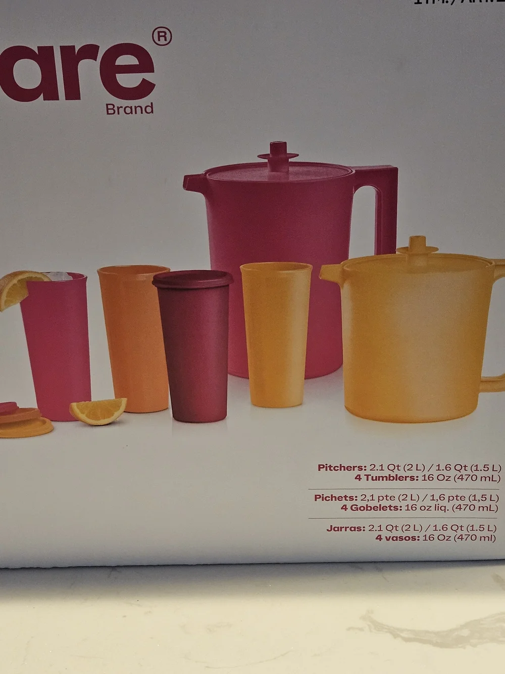 Tupperware Heritage 2-Pitcher & Tumbler Set - Pink & Yellow